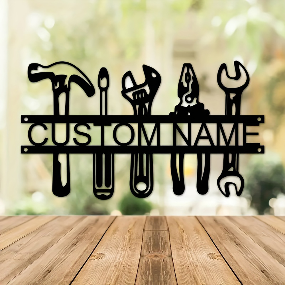 Workshop Tools Name - Nome personalizado estilo industrial ferro arte