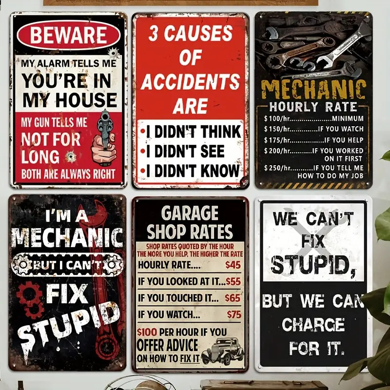 Workshop Tools Logo - Conjunto de 6 Placas Decorativas Vintage