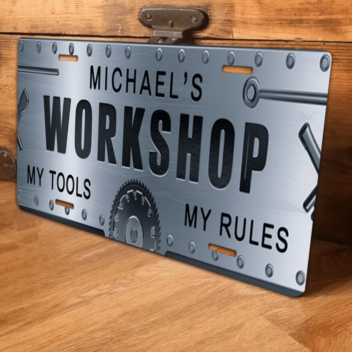 Placa de Alumínio Personalizad - Workshop Tools Name avaliação e preço