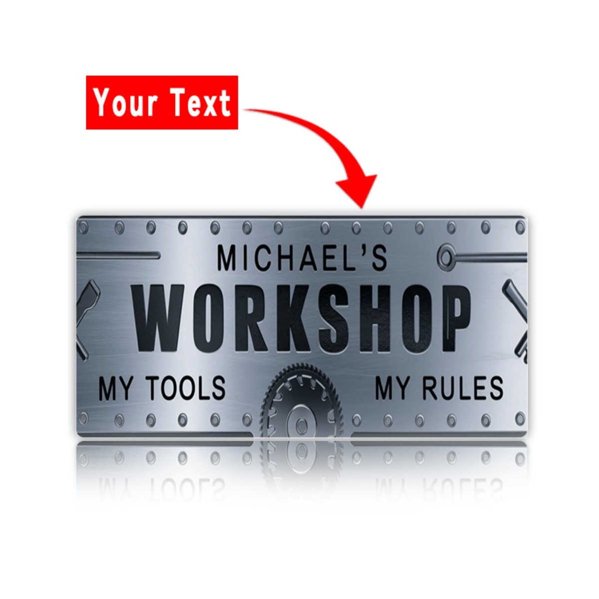 Placa de Alumínio Personalizad - Workshop Tools Name avaliação e preço