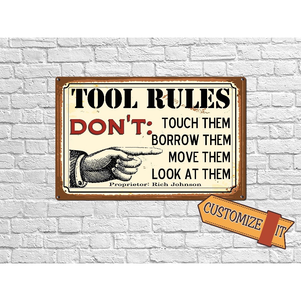 1 unidade Placa de Metal Perso - Workshop Tools Name avaliação e preço